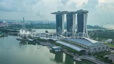 <strong>新加坡</strong>城市景观天际线与<strong>地标建筑</strong>日夜流逝<strong>新加坡</strong>城市